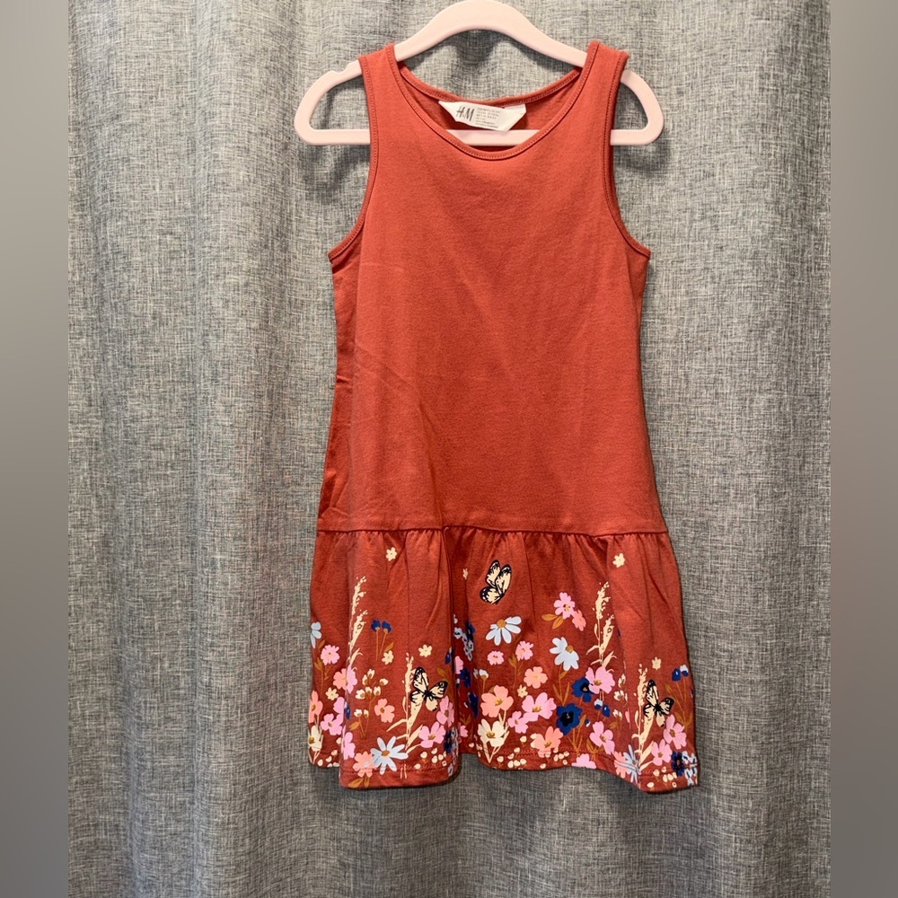 H&M Rust Floral Kids Dress 3/4T